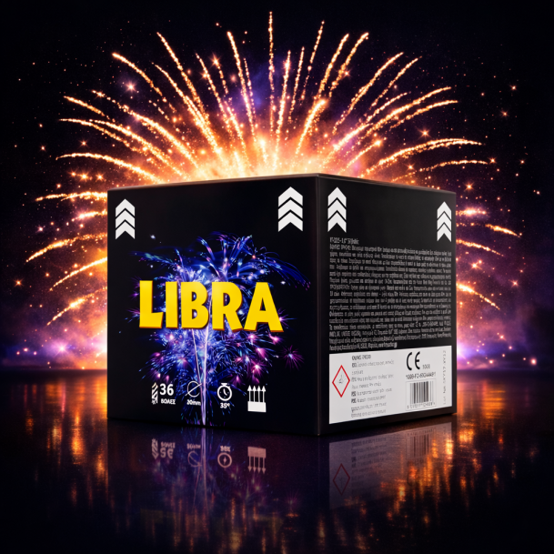 Πακέτο εναέριων πυροτεχνημάτων Libra 36 βολών